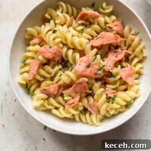 Smoked Salmon Pasta with Creamy Lemon-Dill Sauce 6 smoked salmon pasta close-up shot