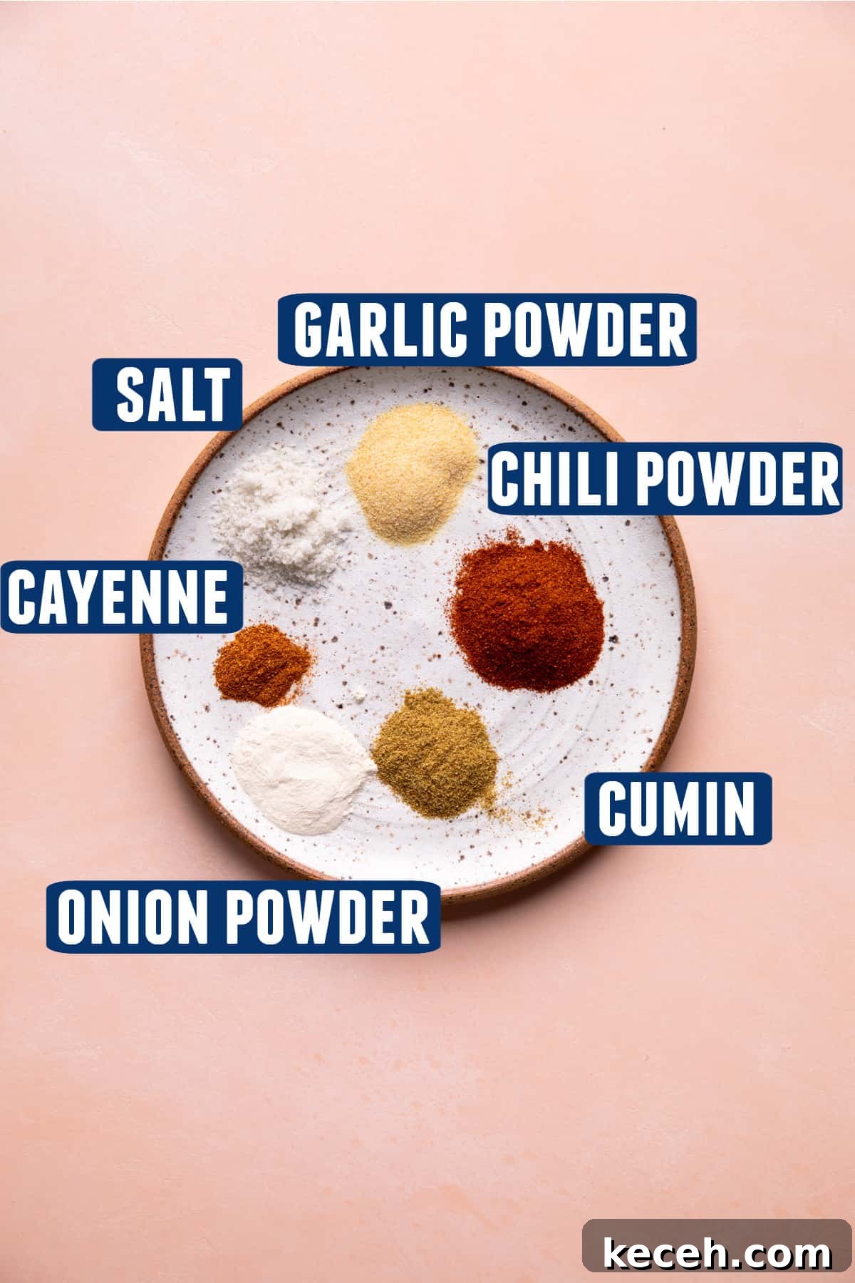Ingredients needed to make fish taco seasoning.