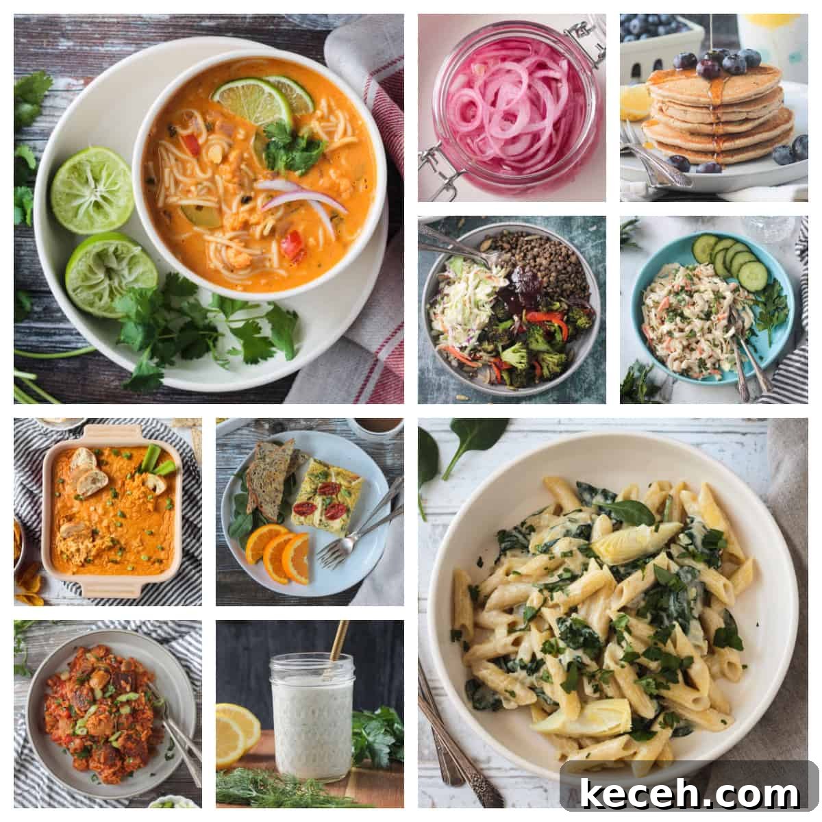 10 photo collage of various vegan recipes.
