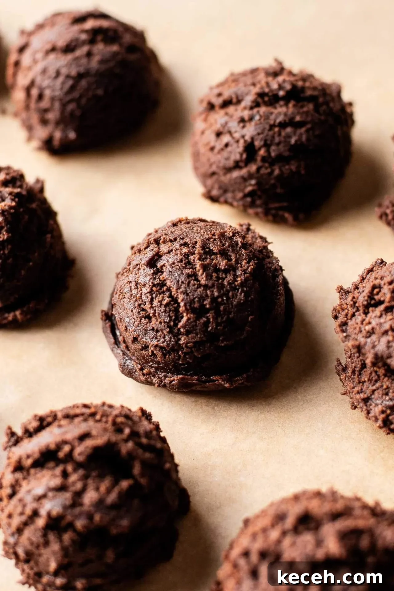 Molten Nutella Chocolate Lava Cookies: Gooey Center Cookie Recipe 10 Nutella chocolate lava cookie dough scooped onto parchment lined baking sheet