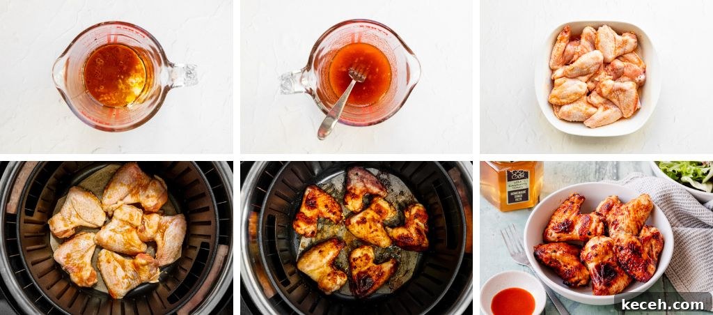 Crispy Honey-Glazed Air Fryer Chicken Wings 4 How to make air fryer honey chicken wings