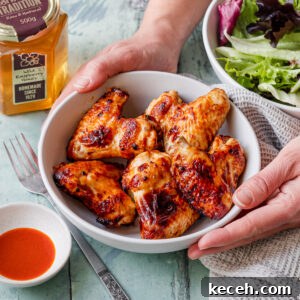 Crispy Honey-Glazed Air Fryer Chicken Wings 6 Honey chicken air fryer wings in a bowl
