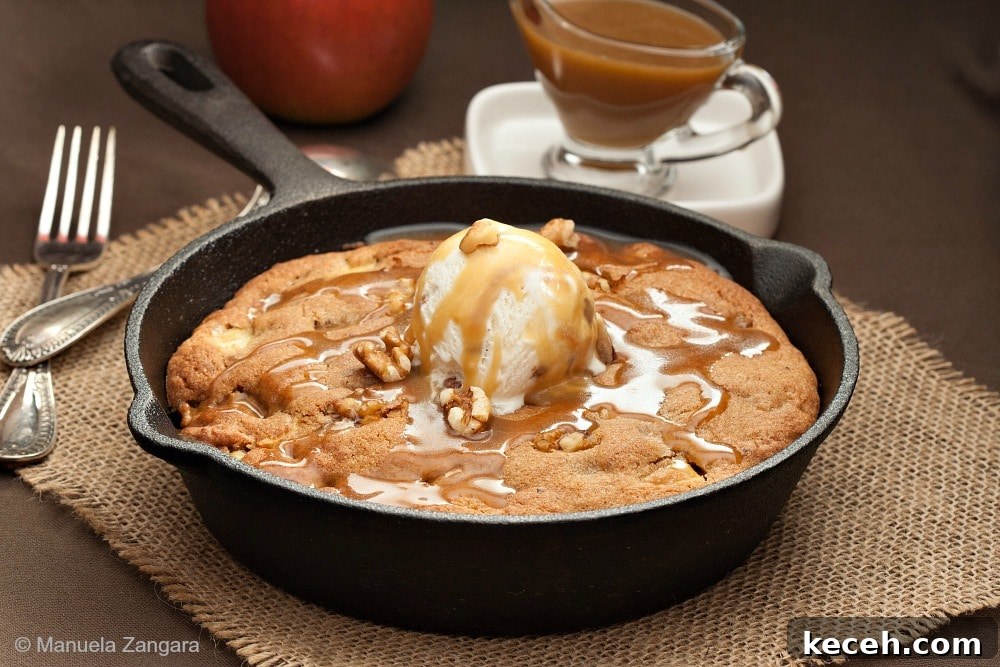 Apple Skillet Cookie with Maple Butterscotch Sauce