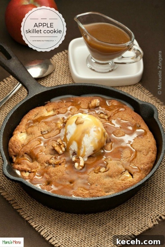 Apple Skillet Cookie with Maple Butterscotch Sauce