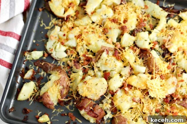 Crispy Bacon Cheddar Ranch Smashed Potatoes Recipe 8 potatoes with bacon and cheese