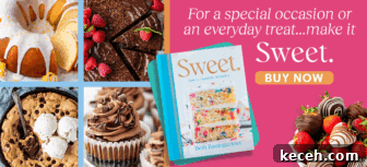 Dark Chocolate Cayenne Nut Clusters Recipe — Spicy Chocolate Bites 3 A cookbook titled Sweet by Beth Baumgartner is surrounded by images of cakes, cookies, cupcakes, and chocolate-dipped strawberries. Text reads: For a special occasion or an everyday treat...make it Sweet. BUY NOW.