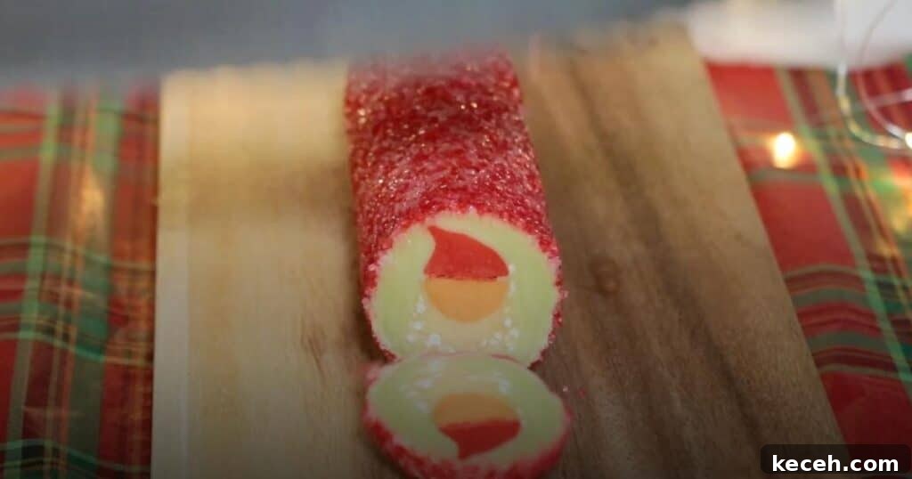 Slice-and-Bake Christmas Cookies: Quick Holiday Cookie Recipes 19 sliced a Santa cookie dough log