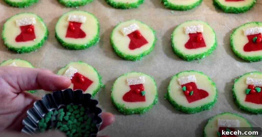 Slice-and-Bake Christmas Cookies: Quick Holiday Cookie Recipes 20 decorating sliced Santa boots cookie dough