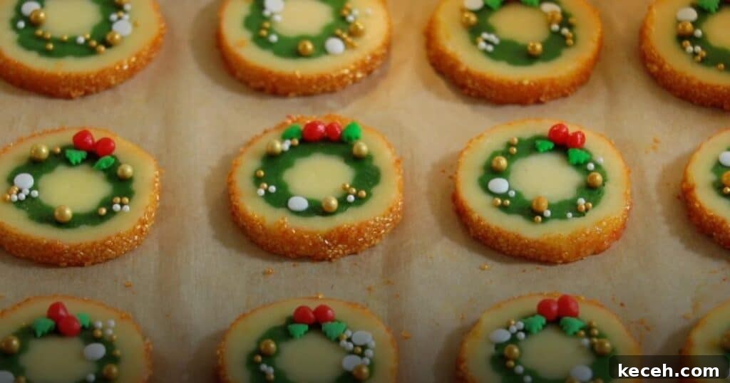 Slice-and-Bake Christmas Cookies: Quick Holiday Cookie Recipes 21 decorated sliced wreath cookie dough