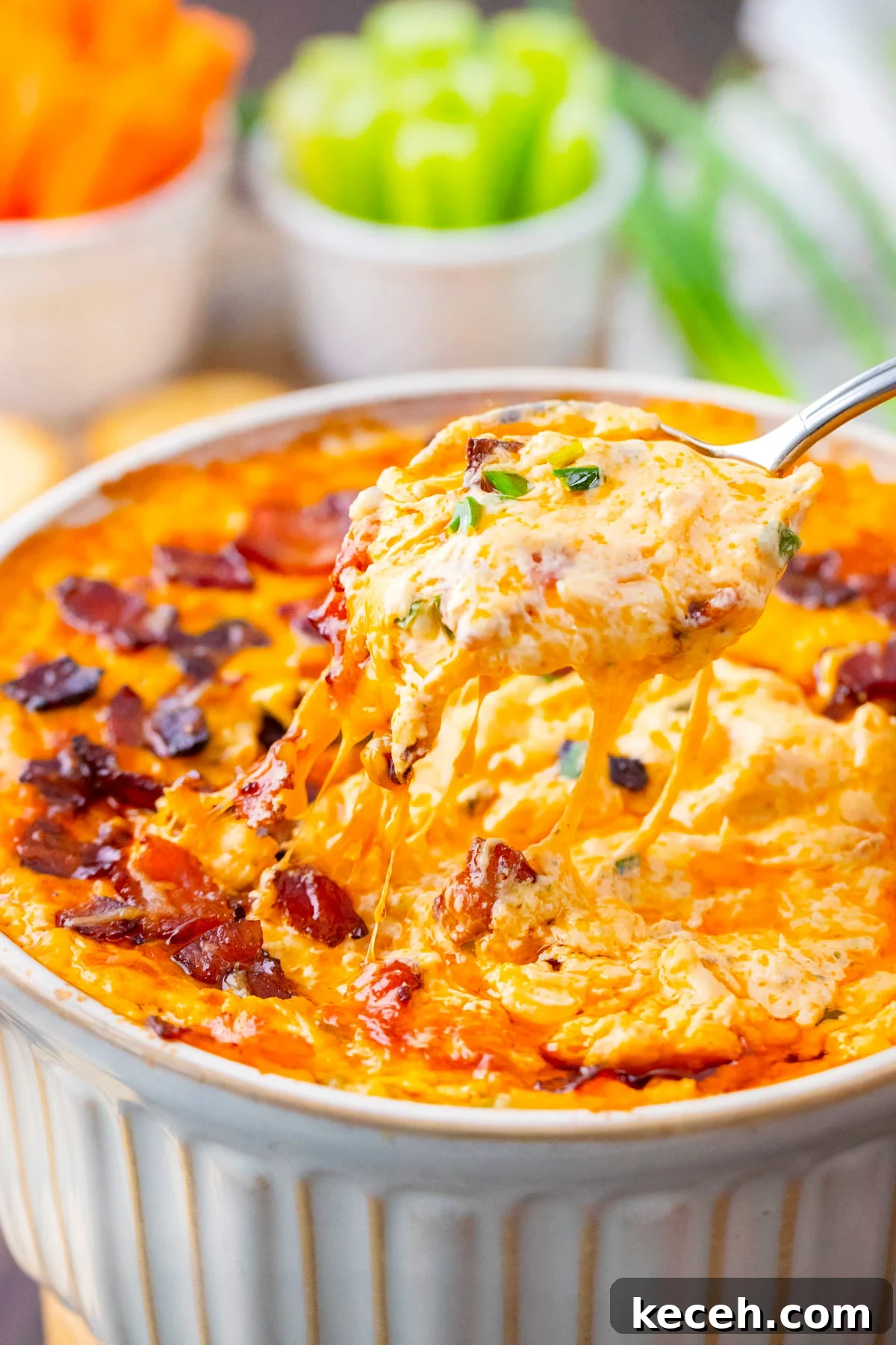 One-Bowl Buffalo Chicken Dip Recipe for Game Day 16 A spoonful of very cheesy, homemade Buffalo crack chicken dip/
