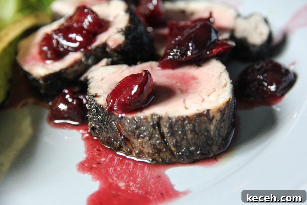 Cherry Bourbon Pork Tenderloin Recipe with Glaze 4 pork tenderloin with cherry sauce