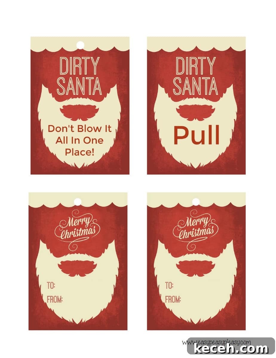 Free Printable Dirty Santa Gift Tag for tissue box.