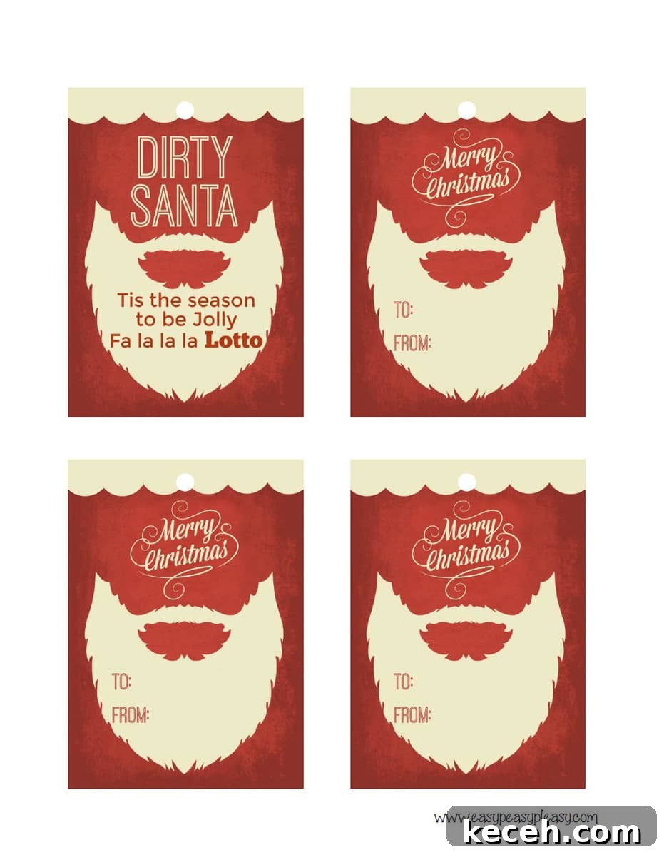 Free Printable Dirty Santa Lottery Gift Tags. Fa La La La Lotto.