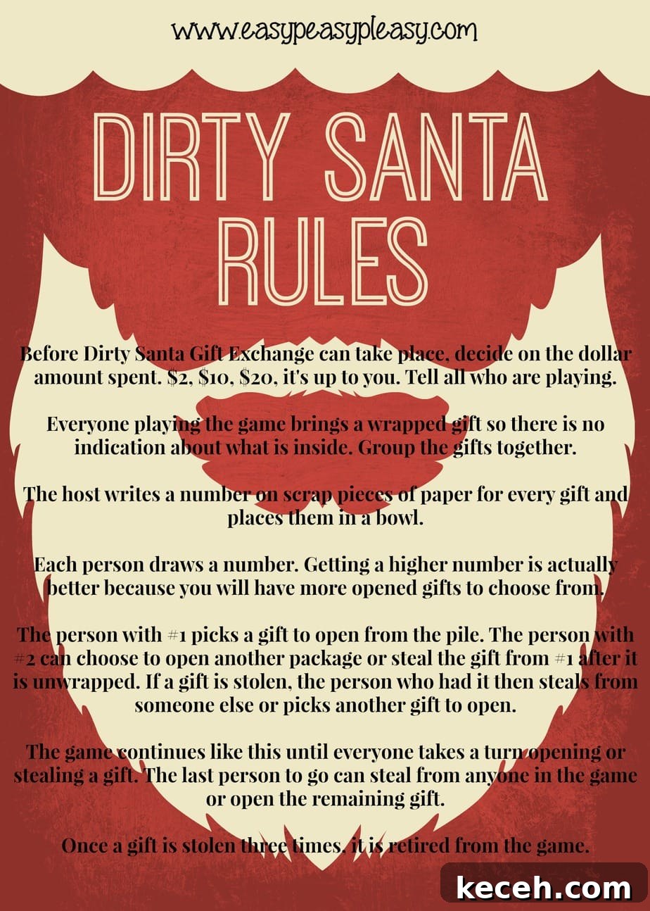 Dirty Santa Gift Exchange Rules at easypeasypleasy.com