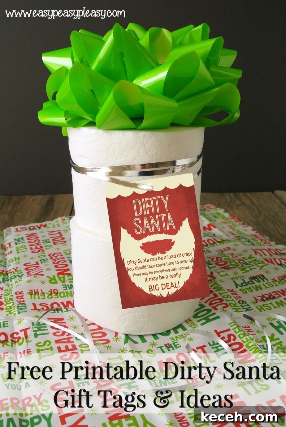 Check out what's hiding in this roll of toilet paper. It's the perfect Dirty Santa Gift Idea. Free Printable Gift Tag included.
