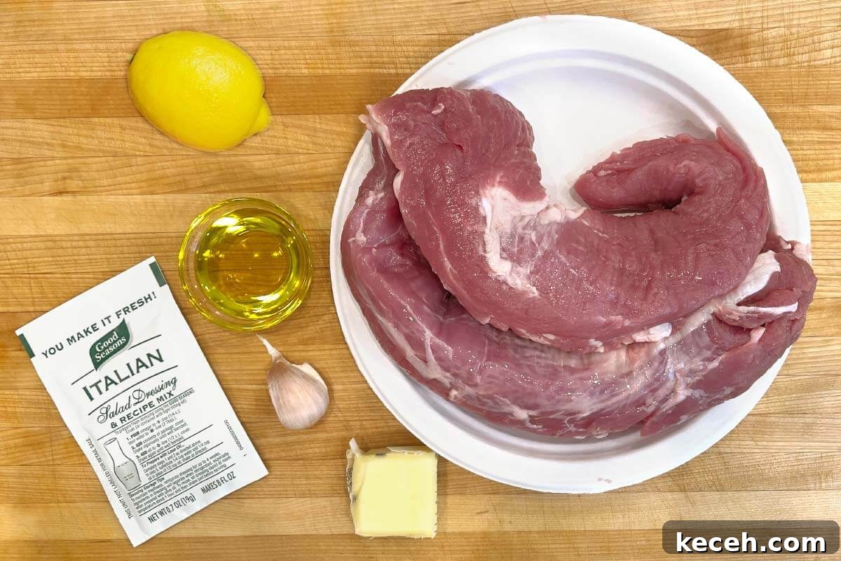 Oven-Roasted Pork Tenderloin Recipe 4 Easy Baked Pork Tenderloins ingredients shot on board