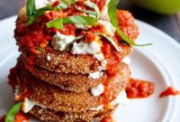 Crispy Fried Green Tomatoes with Goat Cheese & Roasted Red Pepper Vinaigrette