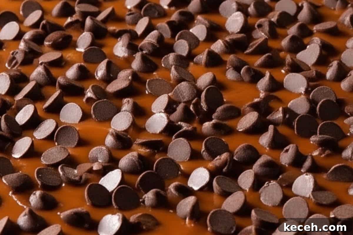 Saltine Cracker Toffee Recipe — Classic Christmas Crack Candy 8 After baking the toffee, sprinkle chocolate chips over the top and return to the one for 2 minutes.