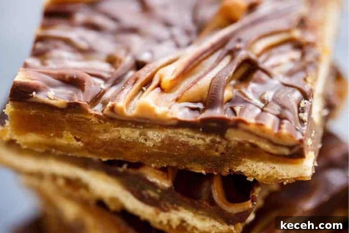 Saltine Cracker Toffee Recipe — Classic Christmas Crack Candy 9 Scatter the peanut butter chips over the chocolate and let it sit for 2 minutes, then swirl with a fork.