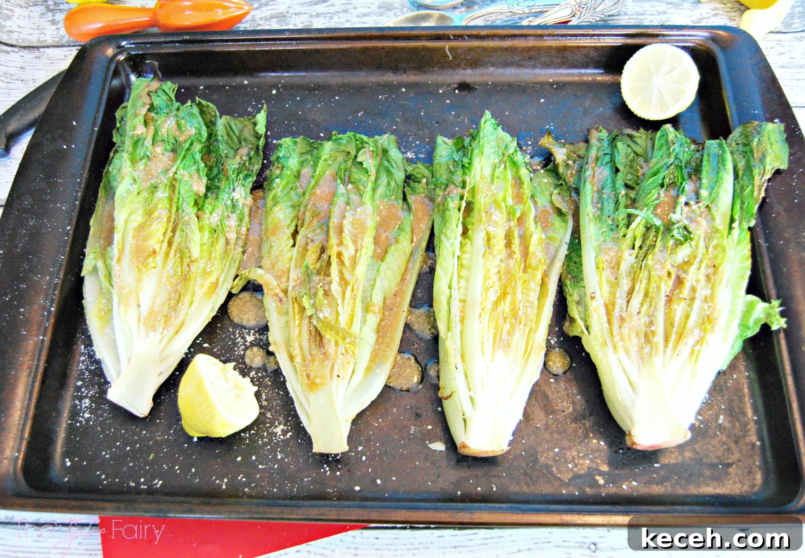 Classic Caesar Vinaigrette Recipe for Salad Dressing 5 Grilled Romaine lettuce with Caesar vinaigrette dressing.