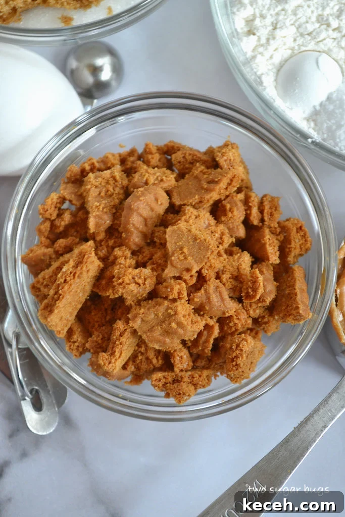 Crunchy Cookie Butter Cookies: Crispy, Spread-Infused Treats 4 broken biscoff cookies in a bowl