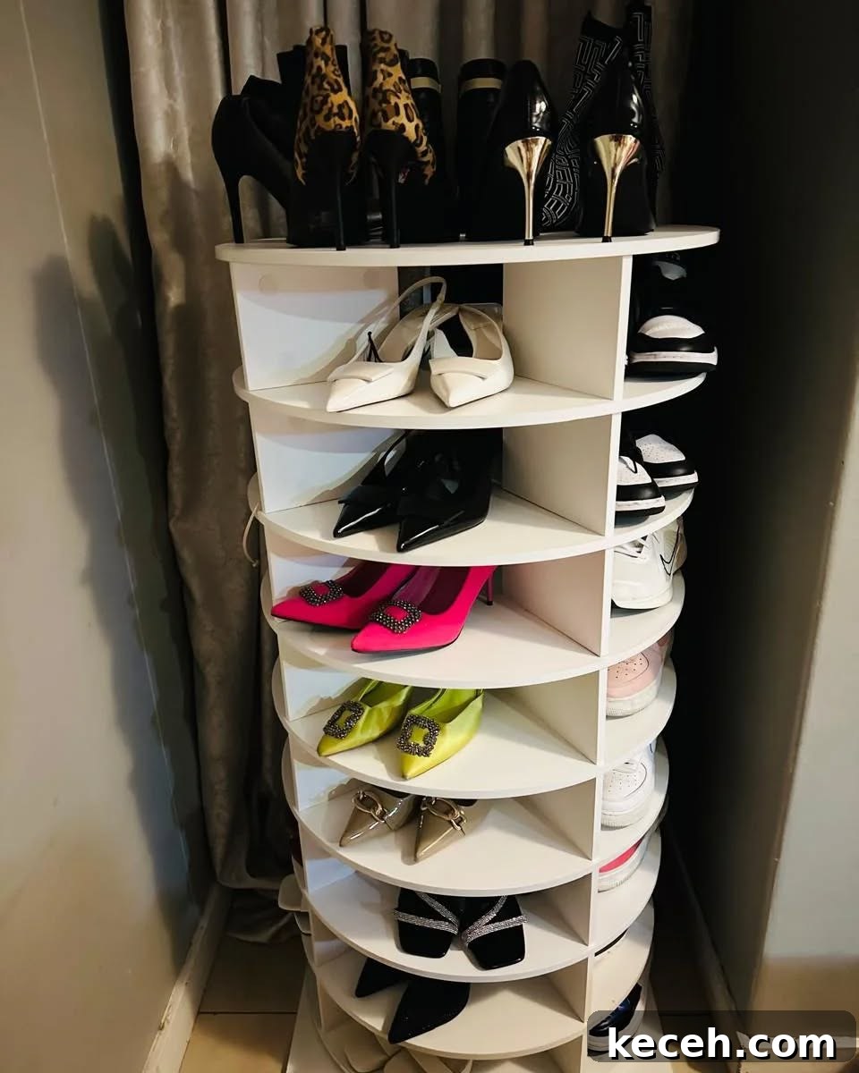 21 Clever Shoe Storage Ideas for Overcrowded Closets 9 7. Rotating Shoe Rack