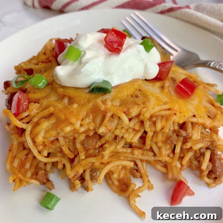 Super Cheesy Taco Spaghetti Casserole Recipe