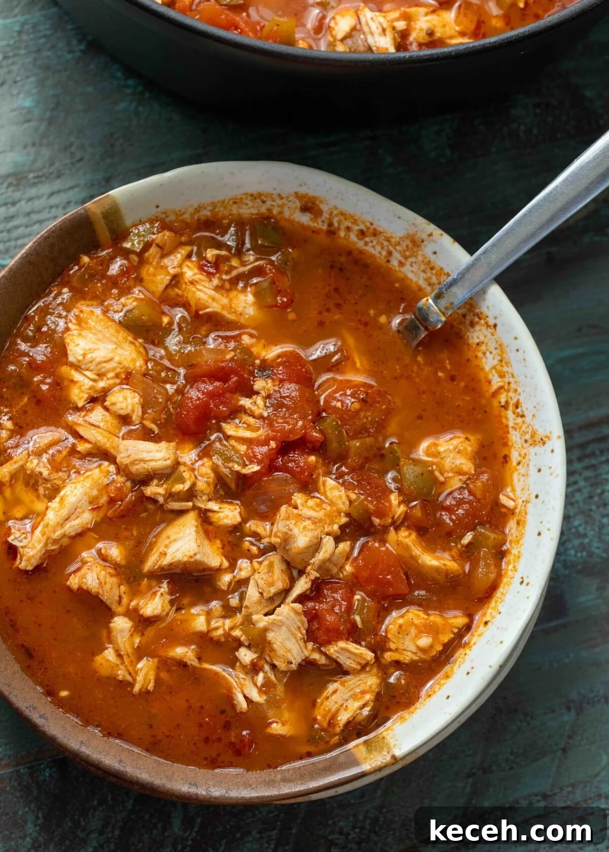 Fiery Chicken Soup Recipe for Bold, Comforting Flavor 3 overhead shot of a bowl of spicy chicken keto soup