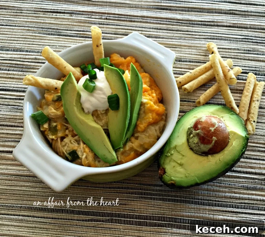 Slow cooker Green Chile Chicken Enchilada Casserole