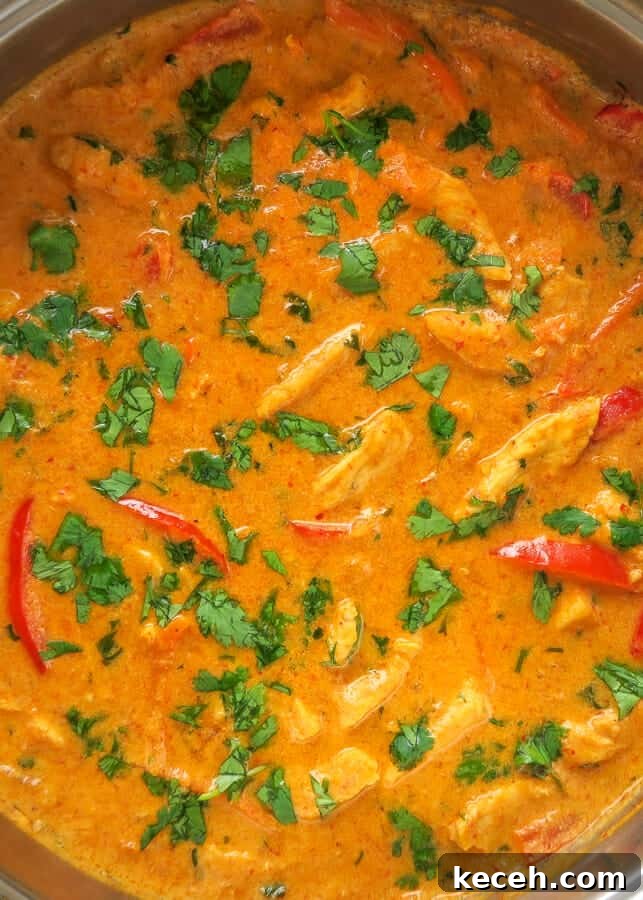30-Minute One-Pot Thai Red Curry Chicken Recipe 12 Overhead shot of Thai Red Curry Chicken in a skillet