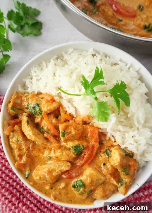 30-Minute One-Pot Thai Red Curry Chicken Recipe 13 a bowl of rice with Thai Red Curry Chicken