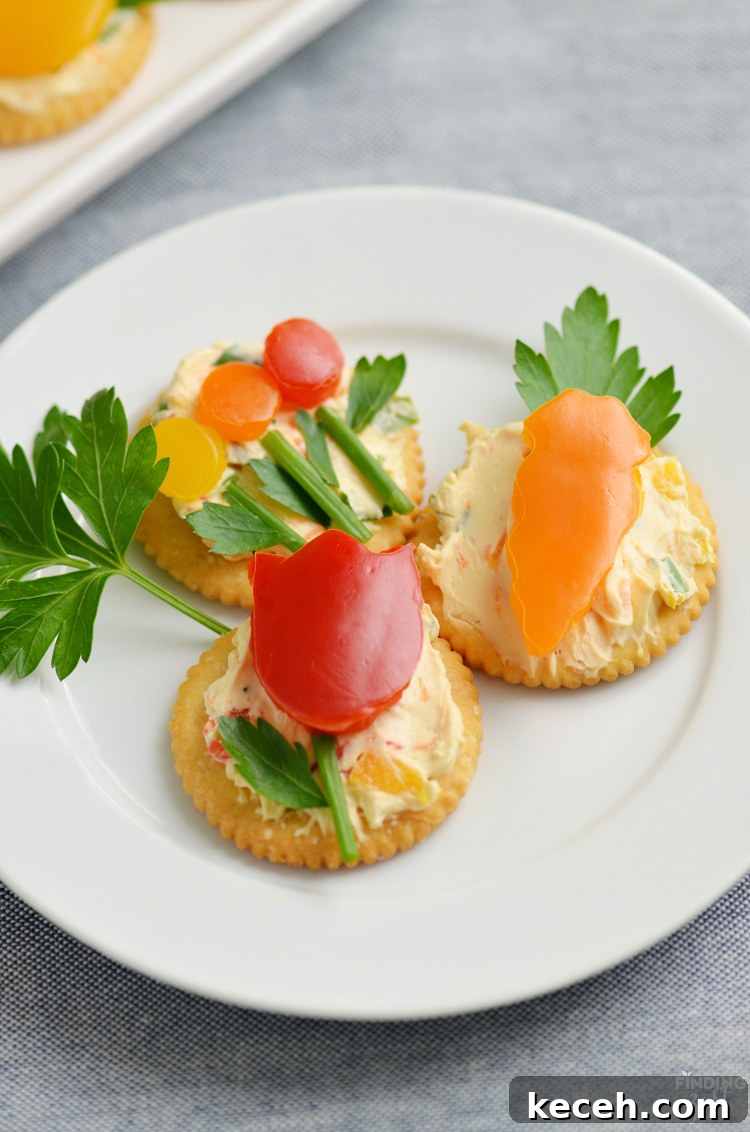 Spring Veggie Flower Appetizers: Fresh, Pretty Party Bites 10 Make this easy spring appetizer featuring homemade veggie cream cheese, fresh herbs and vegetables and Ritz crackers for your next celebration such as Easter, Mother's Day or just because!