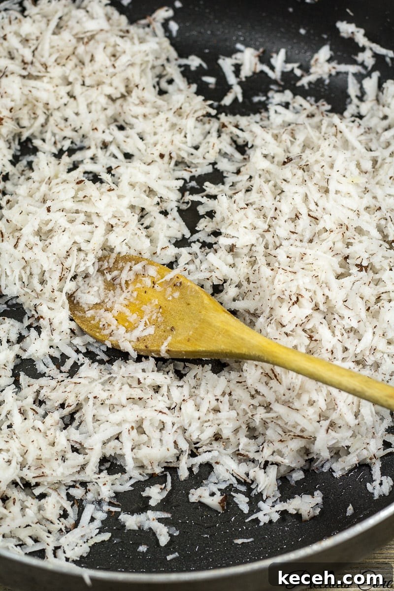 Toasted Coconut Flakes: Sweet Coconut Snack Recipe 11 Making Coconut Sweet Step 1