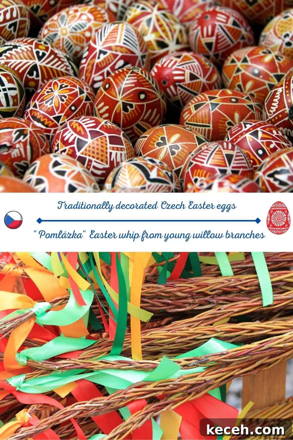 Czech Easter Traditions from My Home: Customs, Foods & Crafts 3 czech easter traditional eggs and pomlazka