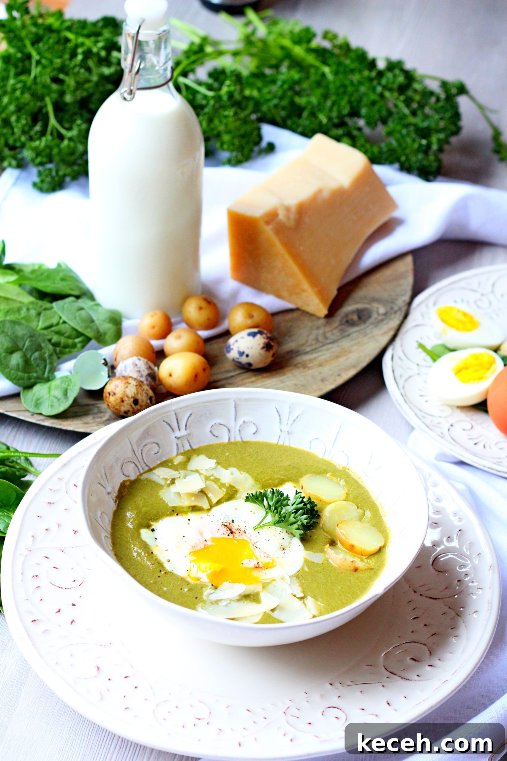 Czech Easter Traditions from My Home: Customs, Foods & Crafts 6 Easter creamy spinach with sunny side up and potatoes