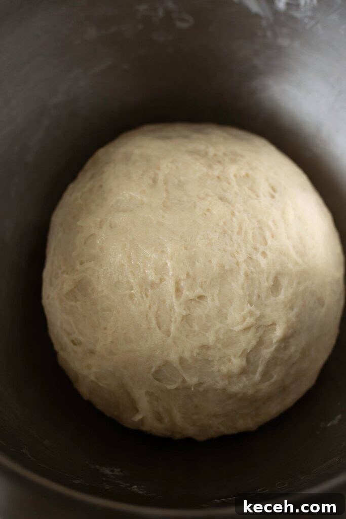 Wool bread dough looking a bit smoother after second knead after adding butter.