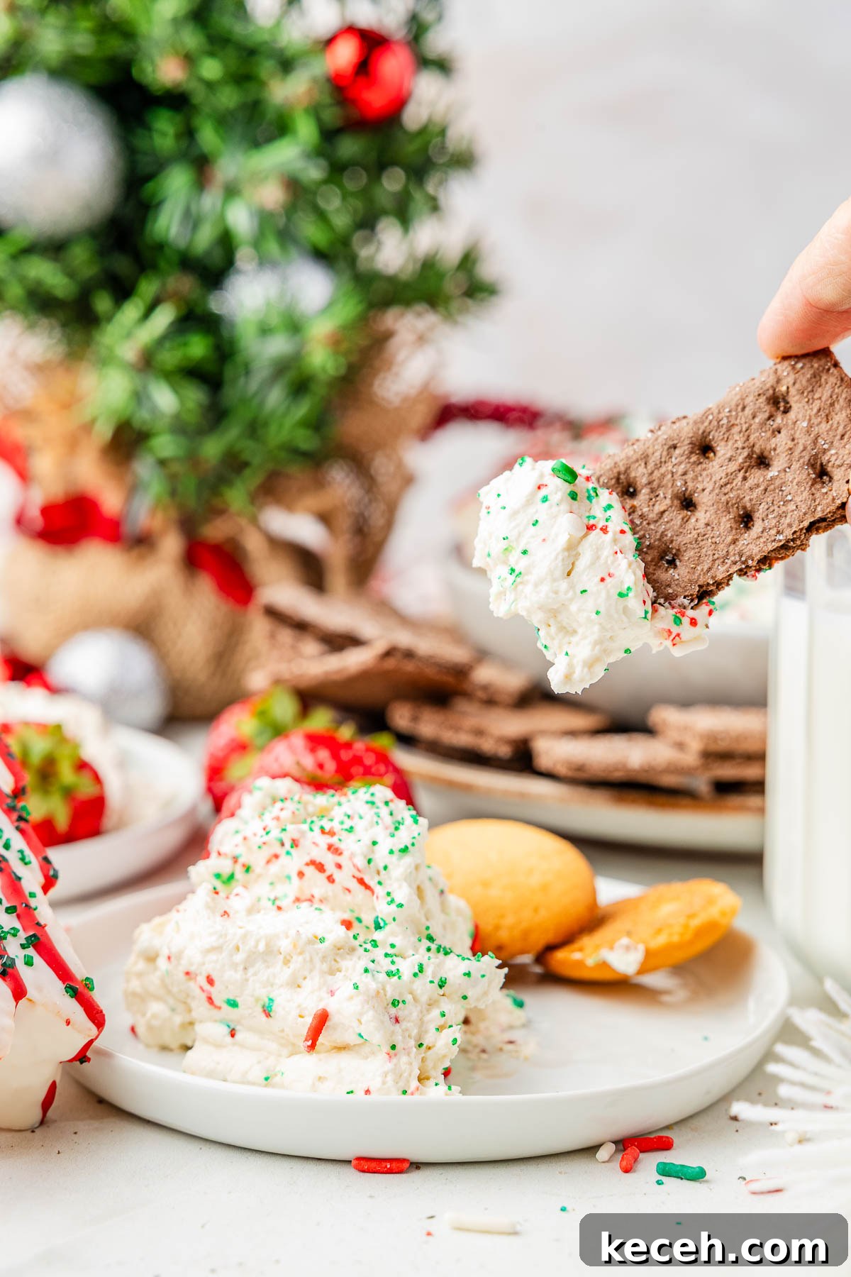 Christmas Tree Cake Dip Recipe: Festive Dessert for Holiday Parties 8 close up of christmas festive recipe