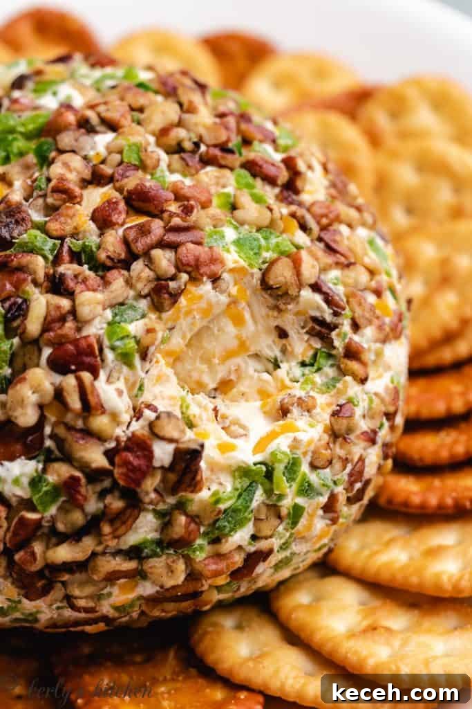 Spicy Jalapeño Cheese Ball Recipe for Parties 2 The cheese ball showing the inside of the snack.