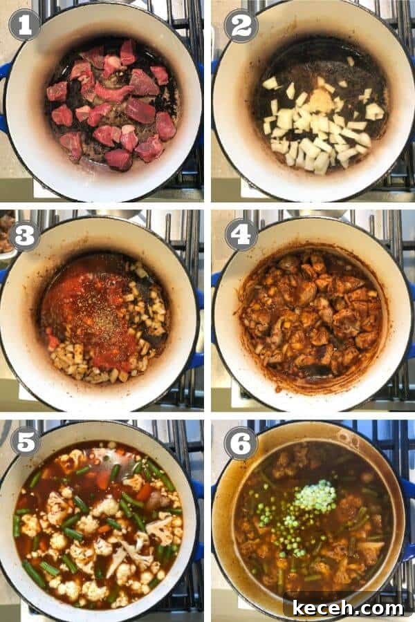 Hearty Beef and Vegetable Stew Recipe for Comforting Dinners 3 step by step photo instructions on how to make beef and vegetable stew