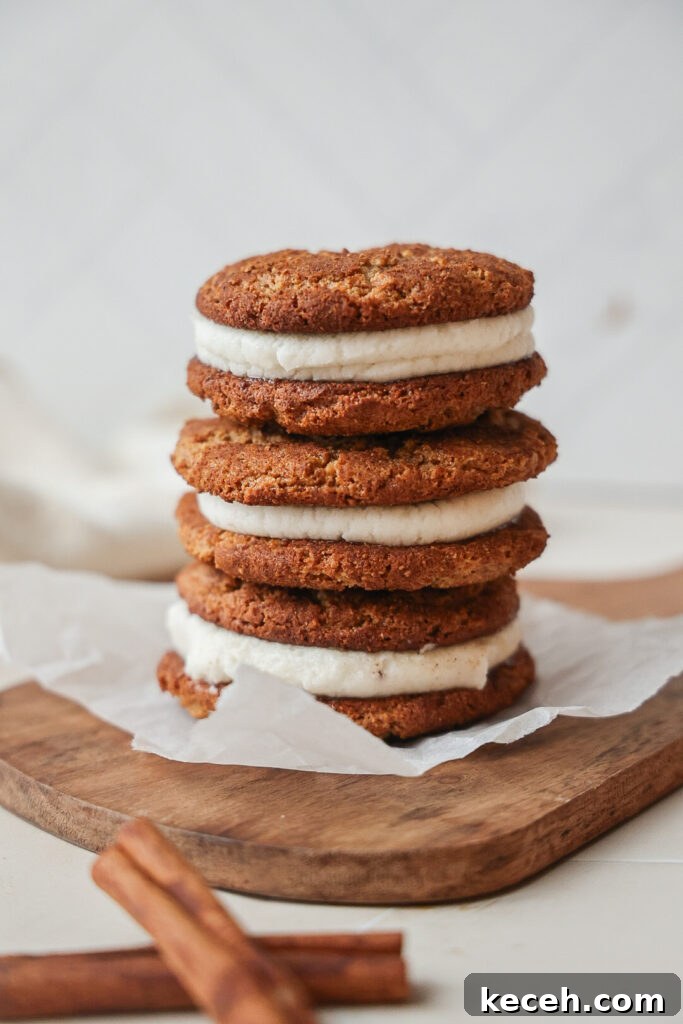 Gluten-Free Snickerdoodle Cream Pies — Paleo-Friendly Recipe 2 A stack of snickerdoodle creme pies.