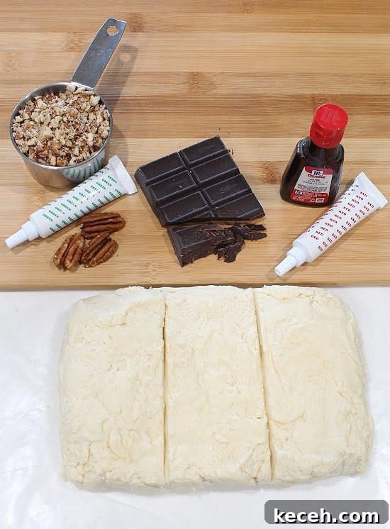 Italian Spumoni Cookies melt in your mouth with 3 delicious flavors: chocolate, nuts, and rum flavoring. Basic cookie dough divided into 3.