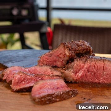 Smoked chuck steak on griddle