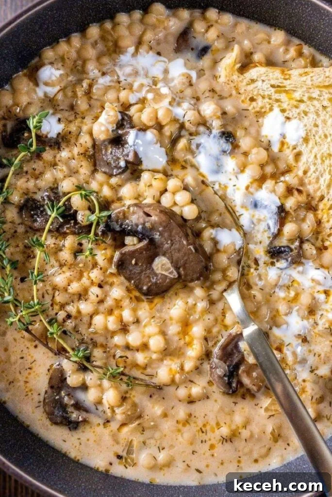 Creamy Mushroom and Pearl Couscous Soup Recipe 2 Creamy Mushroom & Pearl Couscous Soup