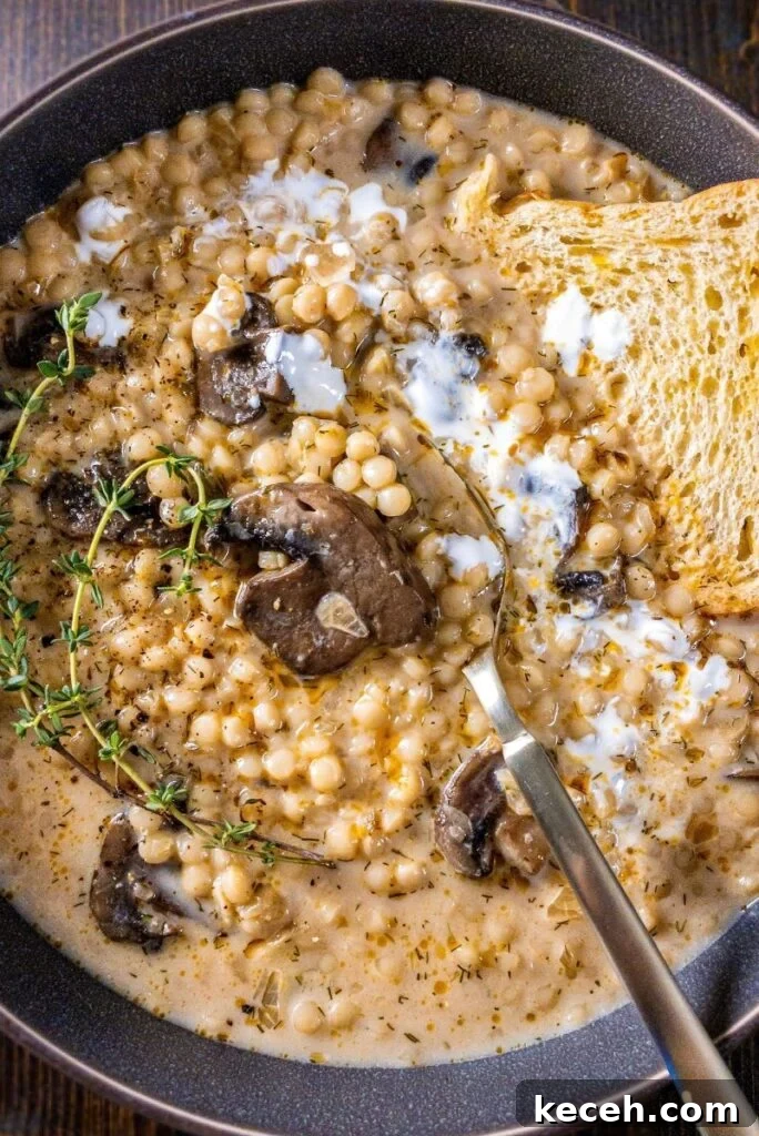 Creamy Mushroom and Pearl Couscous Soup Recipe 4 Creamy Mushroom & Pearl Couscous Soup