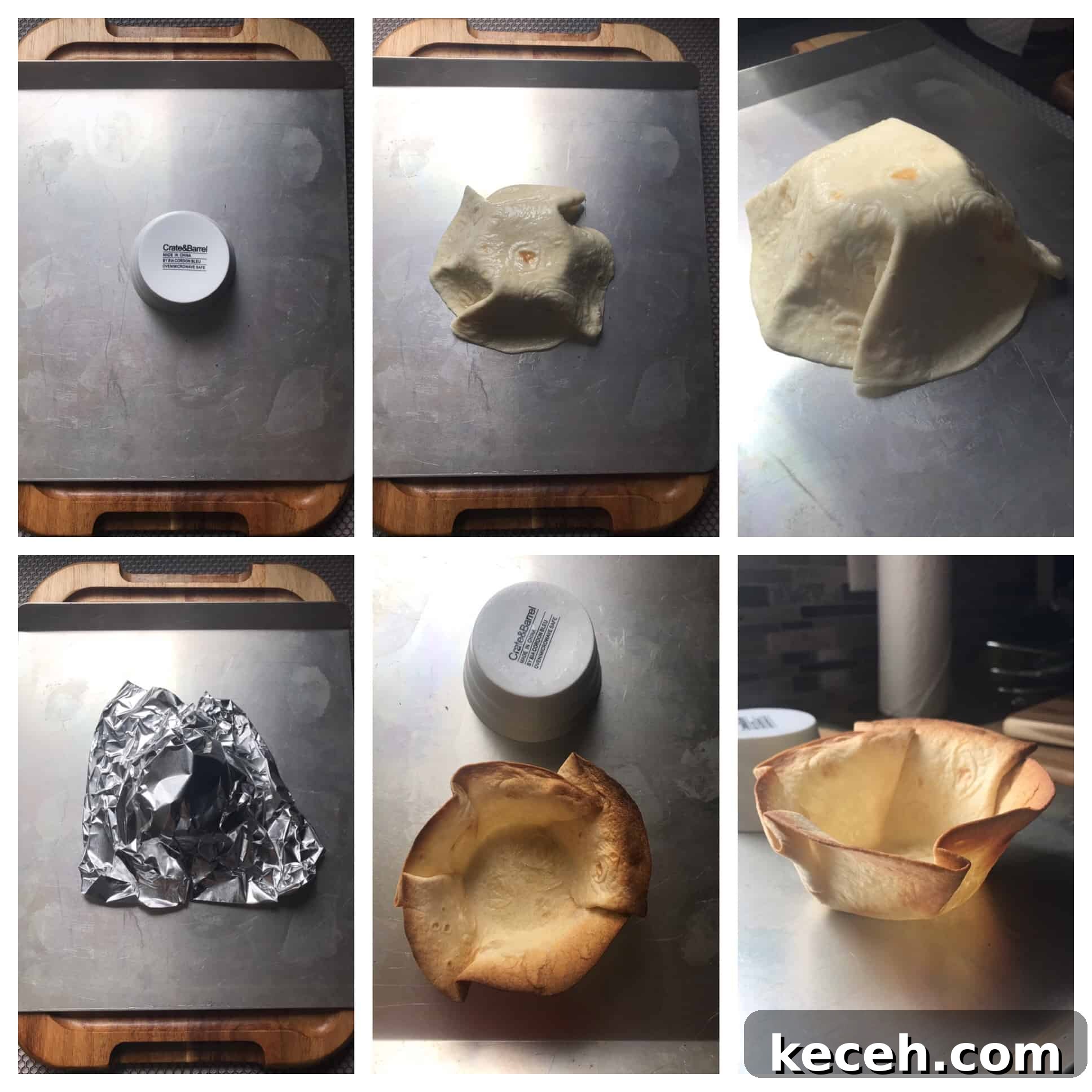 Turkey Enchirito Bowls: Flavorful Tex-Mex Dinner Recipe 4 6 step by step photos of making baked tortilla bowls