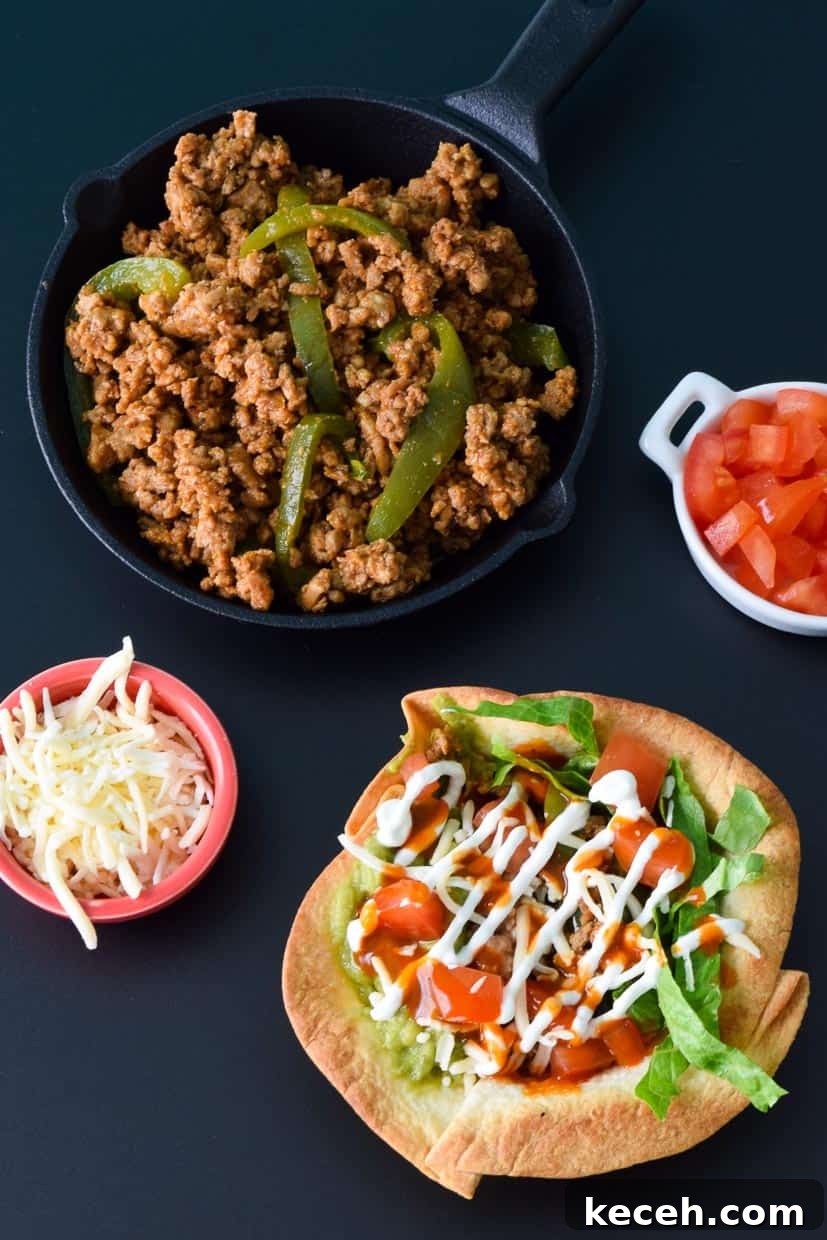 Turkey Enchirito Bowls: Flavorful Tex-Mex Dinner Recipe 5 Turkey Enchurrito Bowls with ingredients top view