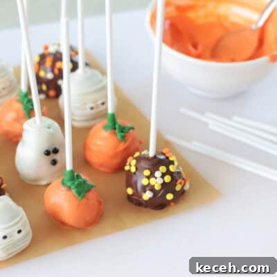 halloween brownie pops on parchment paper