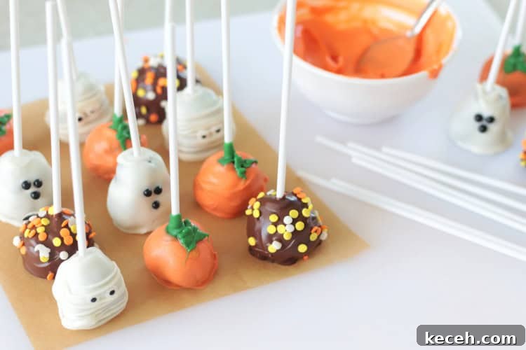 halloween brownie pops on parchment paper