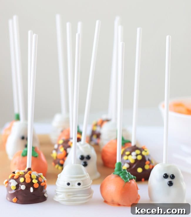 halloween brownie pops on parchment paper