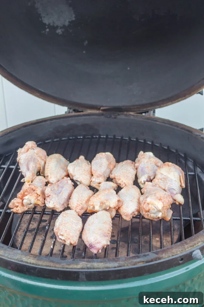 Crispy Grilled Chicken Wings Recipe for Perfectly Charred Skin 3 raw chicken wings on grill